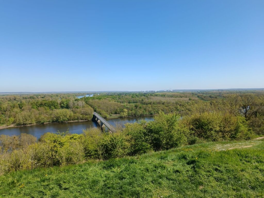 Vue panoramique sur Candes-Saint-Martin et le confluent de la Loire et de la Vienne depuis les hauteurs.
